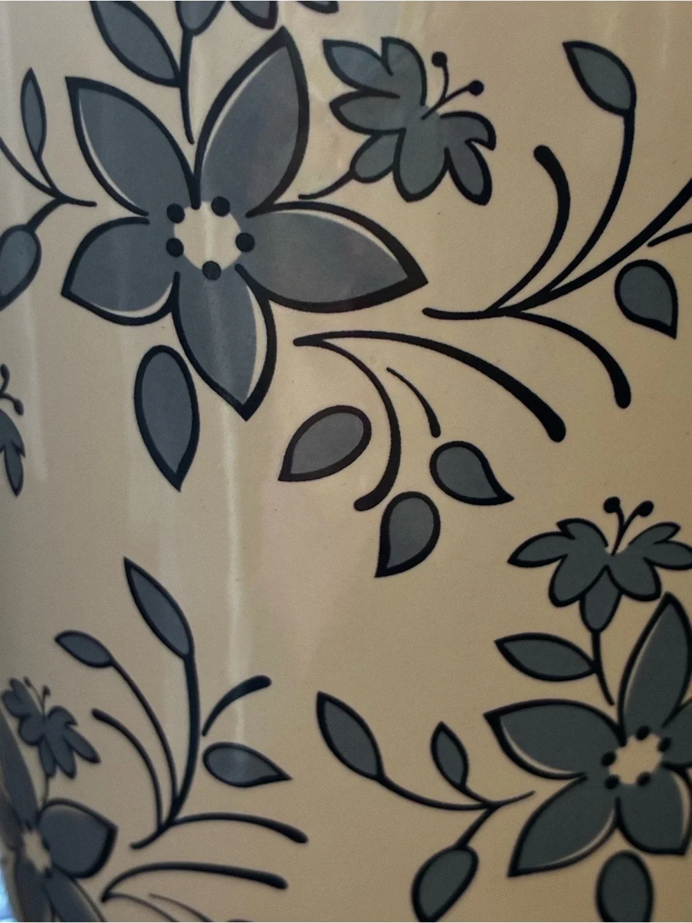 White Ceramic Vase with Blue Floral Pattern - Decorative Home Accent
